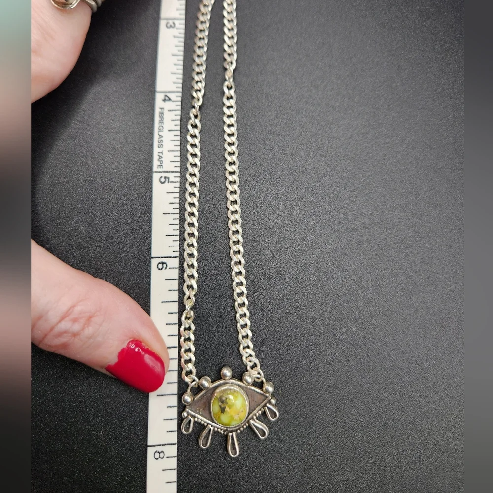 Palamino Turquoise Evil Eye Sterling Silver Curb Chain Necklace - Picture 7 of 8